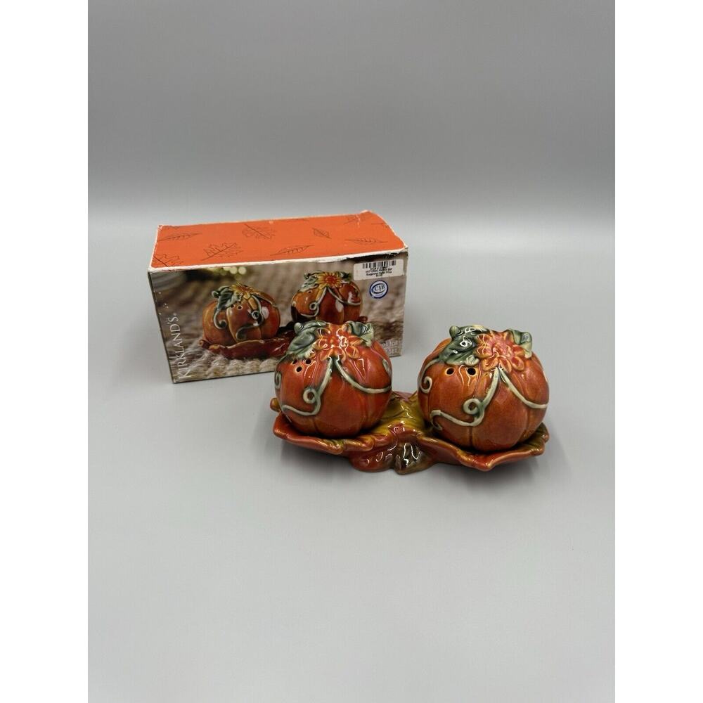 Fall Ceramic Pumpkin Salt & Pepper Shaker 3 Piece‎ Set #095407 Kirkland’s